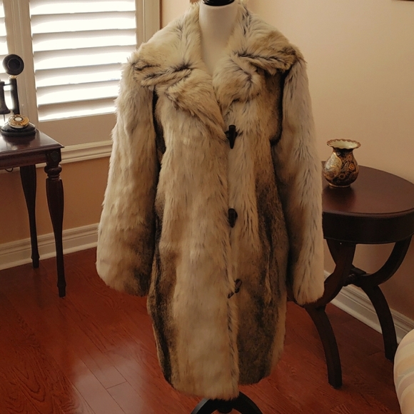Jackets & Blazers - Vintage Faux mid-length fur coat.